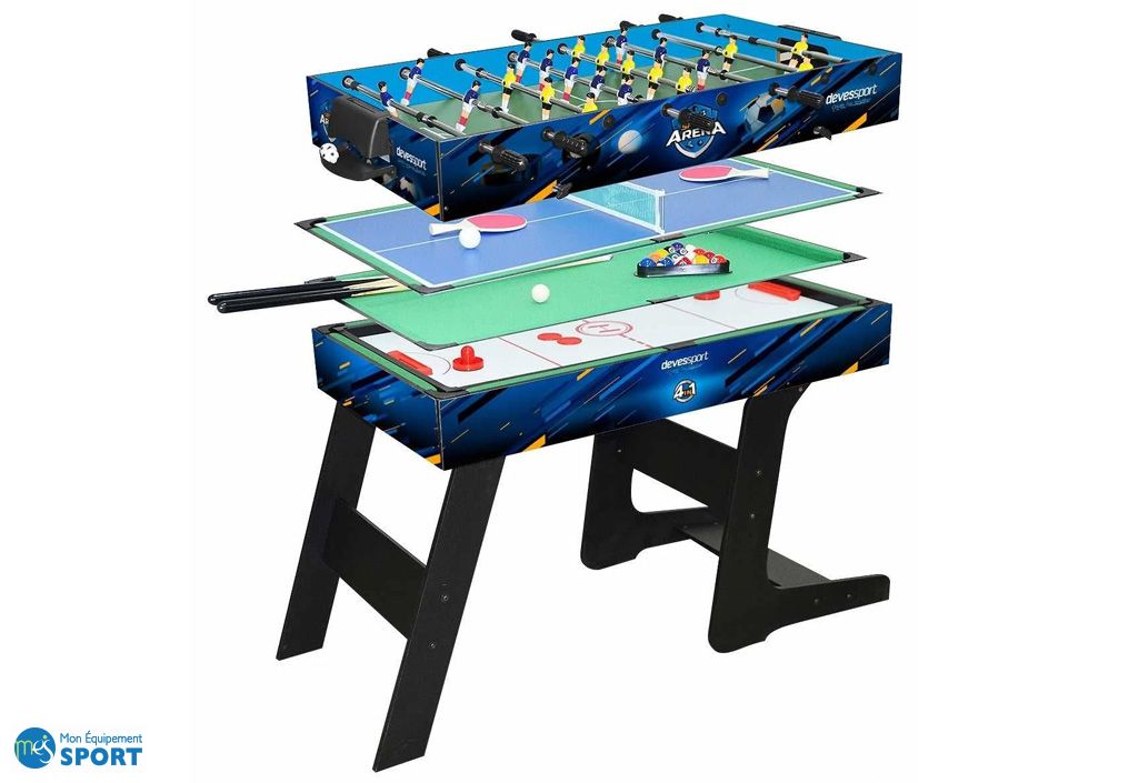 Table multijeux babyfoot, airhockey, ping pong et billard - Devessport
